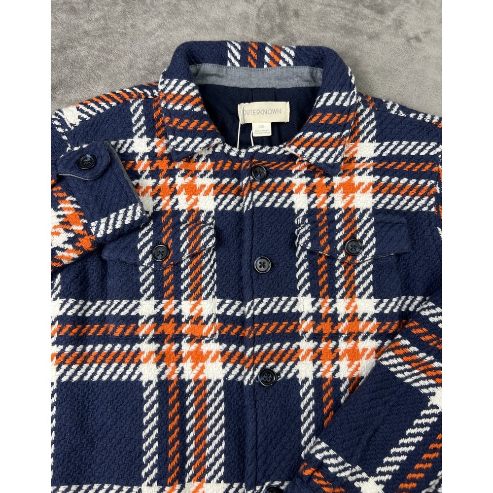 OUTERKNOWN Shaket Kids Cloud Weave Shirt Jacket Plaid Blue Orange‎ NWT